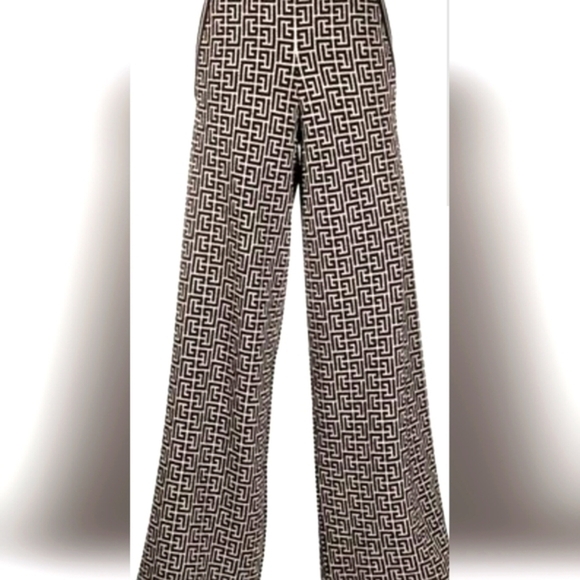 Pink wide leg pants by Costes  Europe Women's XXL pink with black geo prints - Picture 1 of 13